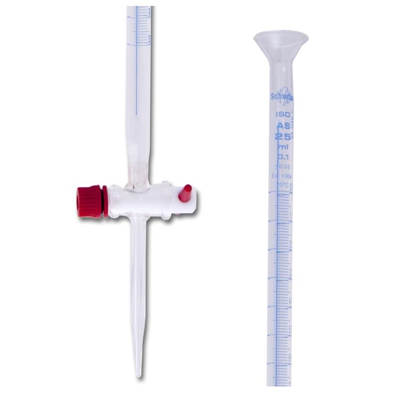 BURETTE DE MOHR 25ML 1/10 CL"AS" PTFE +BANDE+ENTONNOIR